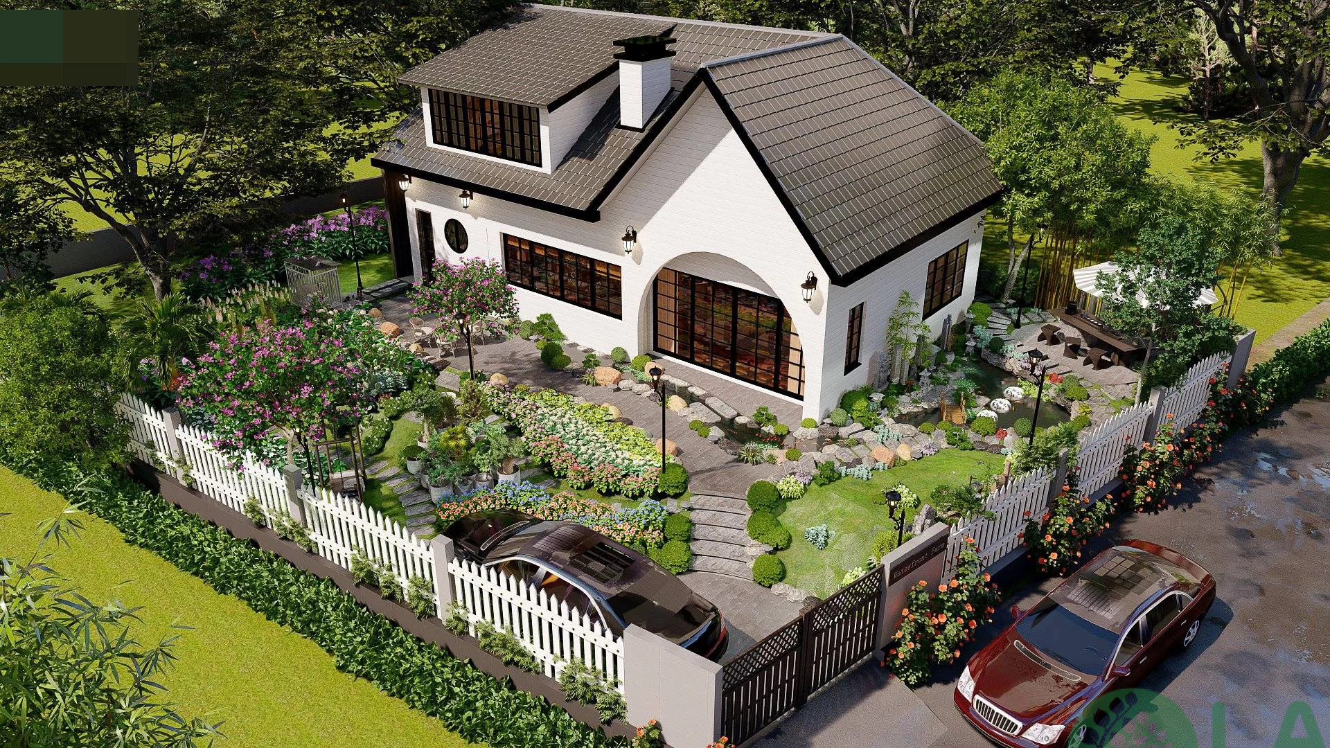 thiết kế vườn hoa trước nhà