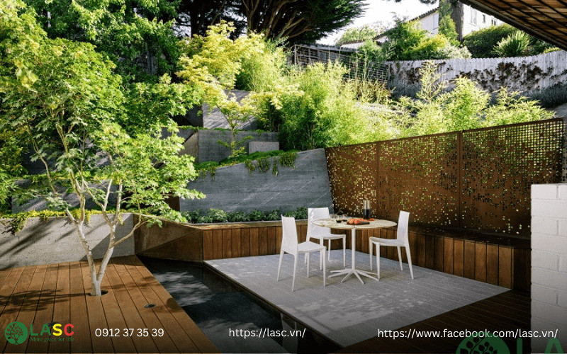 thiết kế sân vườn trong nhà phố