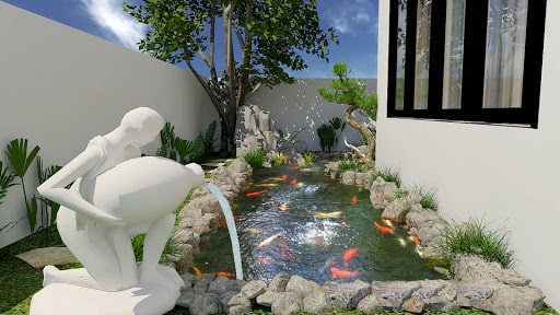 Tiểu cảnh hòn non bộ thác nước