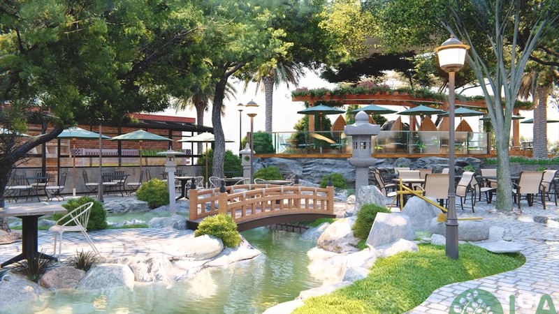 tiểu cảnh cà phê sân vườn