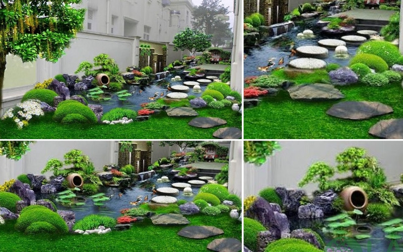 tiểu cảnh đồi cỏ sân vườn