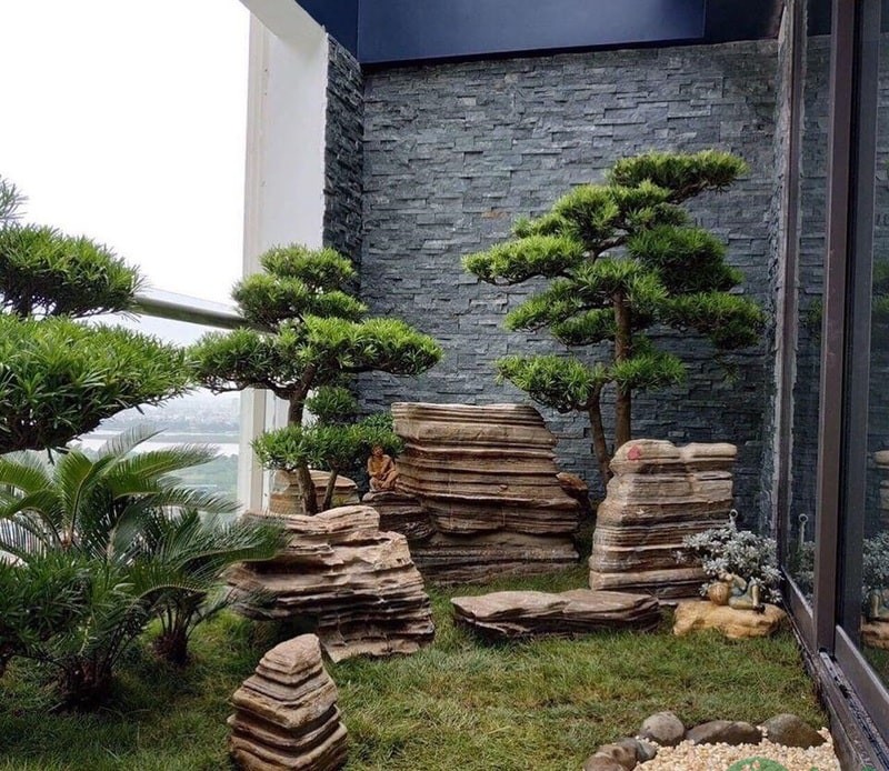 tiểu cảnh đồi cỏ sân vườn