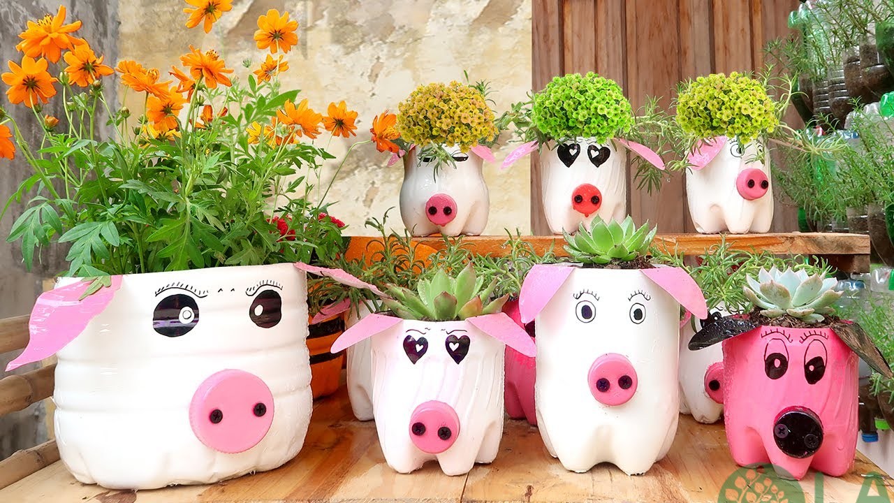 làm chậu trồng cây bằng chai nhựa