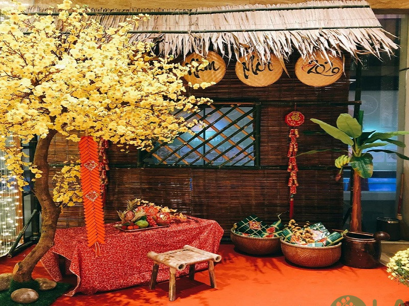 tiểu cảnh sân vườn ngày Tết 