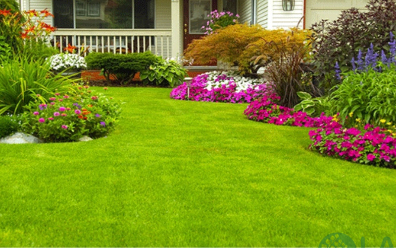 Trang trí sân vườn bằng cỏ nhân tạo 