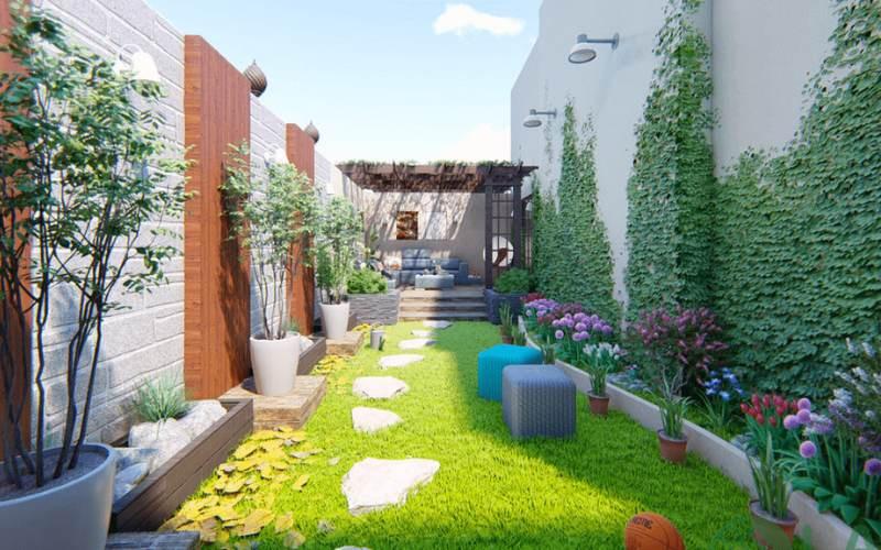 sân vườn nhỏ bên hông nhà