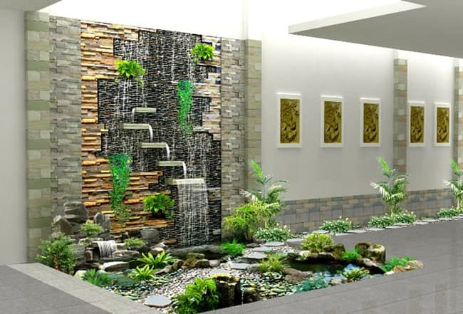 mẫu thác nước trên tường 