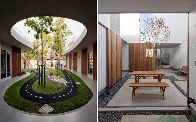 mẫu thiết kế tiểu cảnh giếng trời nhà ống