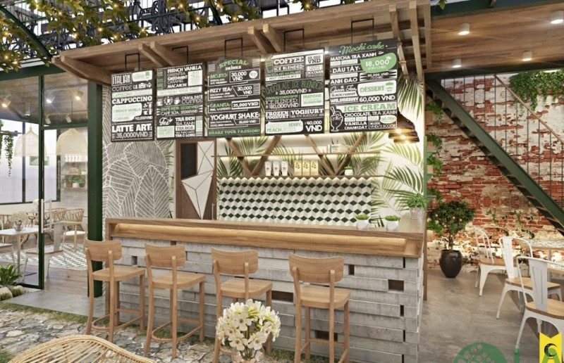 mô hình quán cafe sân vườn 