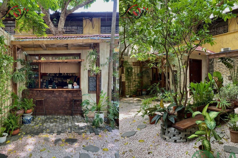 thiết kế quán cafe sân vườn đơn giản